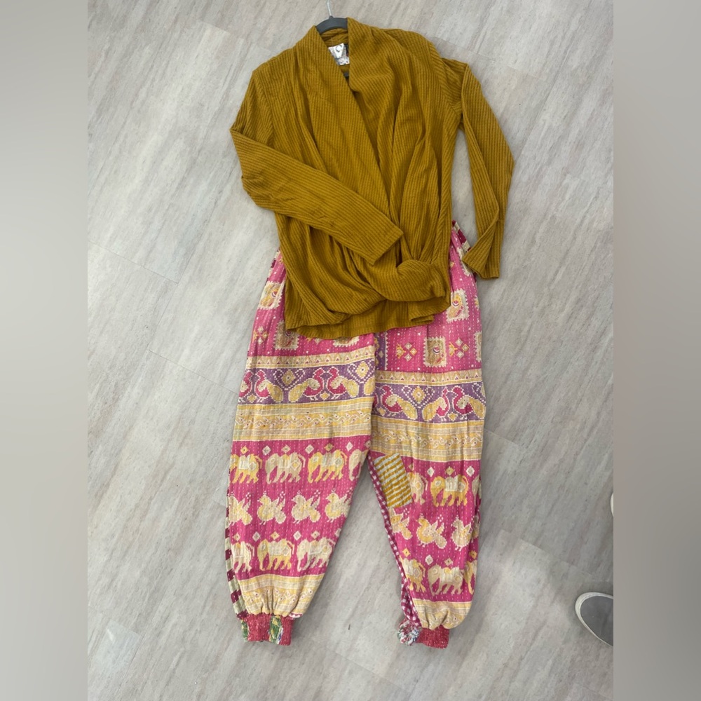 Anthropologie Akemi + Kin Mustard Yellow Wrap Top - Picture 3 of 11